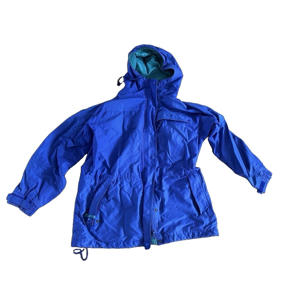 Vintage 90s EMS Eastern Mountain Sports Hooded Shell Jacket Purple Teal Size M
